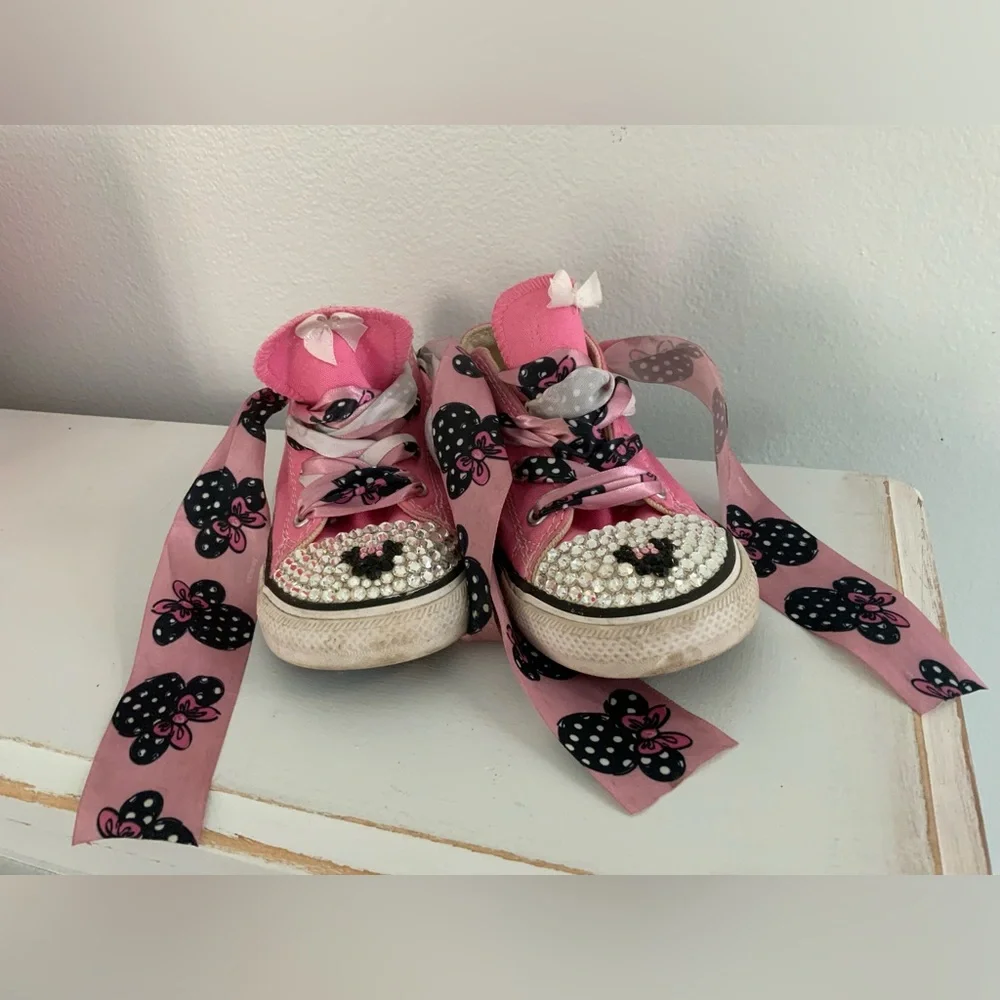 Mini Mouse Toddler Girls Bling Rhinestone Converse Sneakers